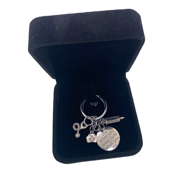 Silver Do What You Love What You Do Nurse Nursing Key Ring Chain Purse Charm - Picture 2 of 2